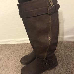 Brown knee high boots